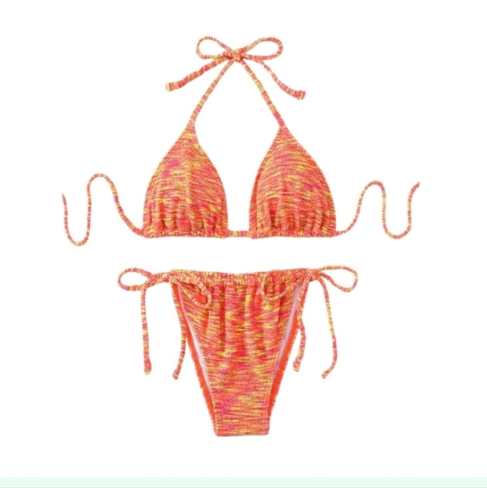 RoseSeek Women's Two Piece Bathing Suit Backless Halter Triangle Swimsuit Tie